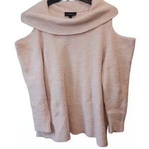 Plus size Cowl neck, cold shoulder Sweater light pink